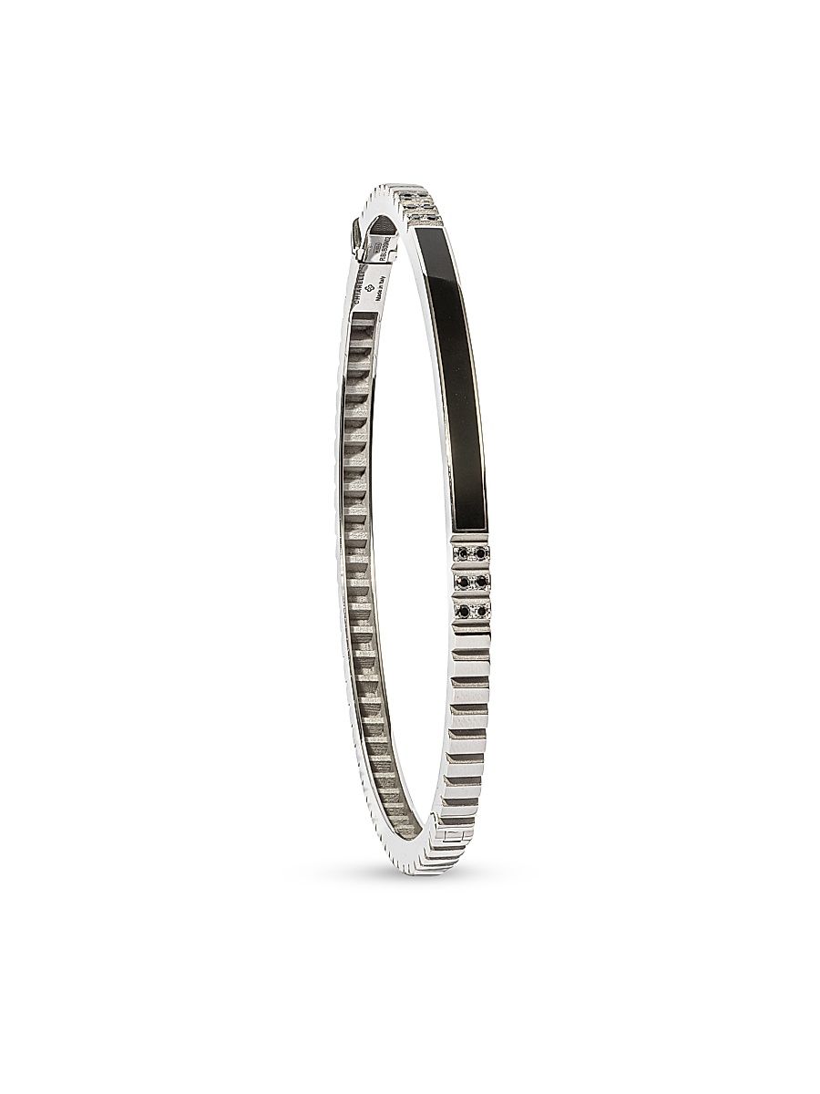 Women's Riflessi 18K White Gold, Enamel & 0.13 TCW Black Diamond Bangle - White Gold