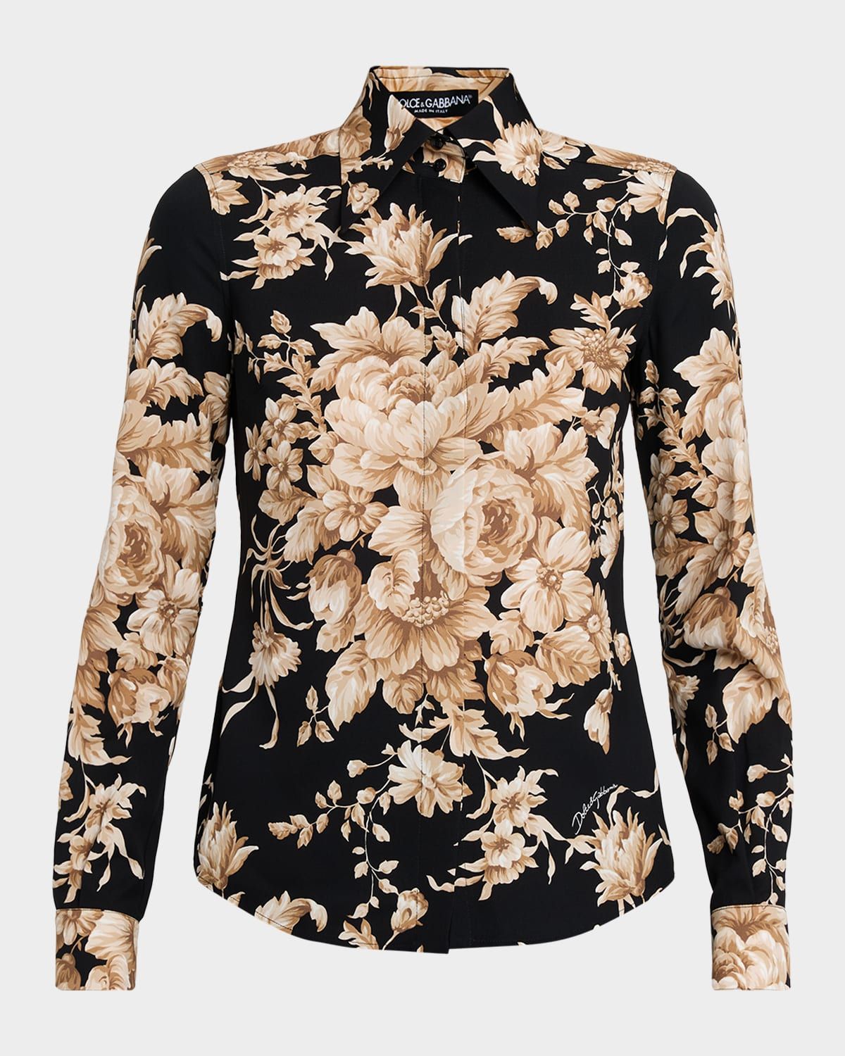 Rose Cretonne Charmeuse Button-Down Shirt