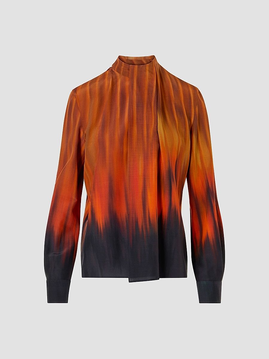 Women's Silk Ombré Blouse - Coffee Vicuna - Size 16