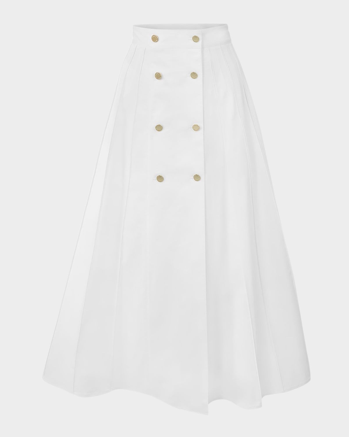 A-Line Sailor-Button Midi Skirt