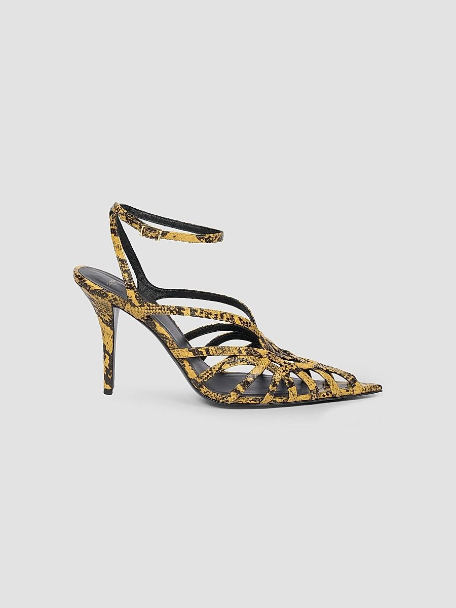 Balmain Women's 95MM Cage Python-Embossed Sandals - Jaune - Size 12