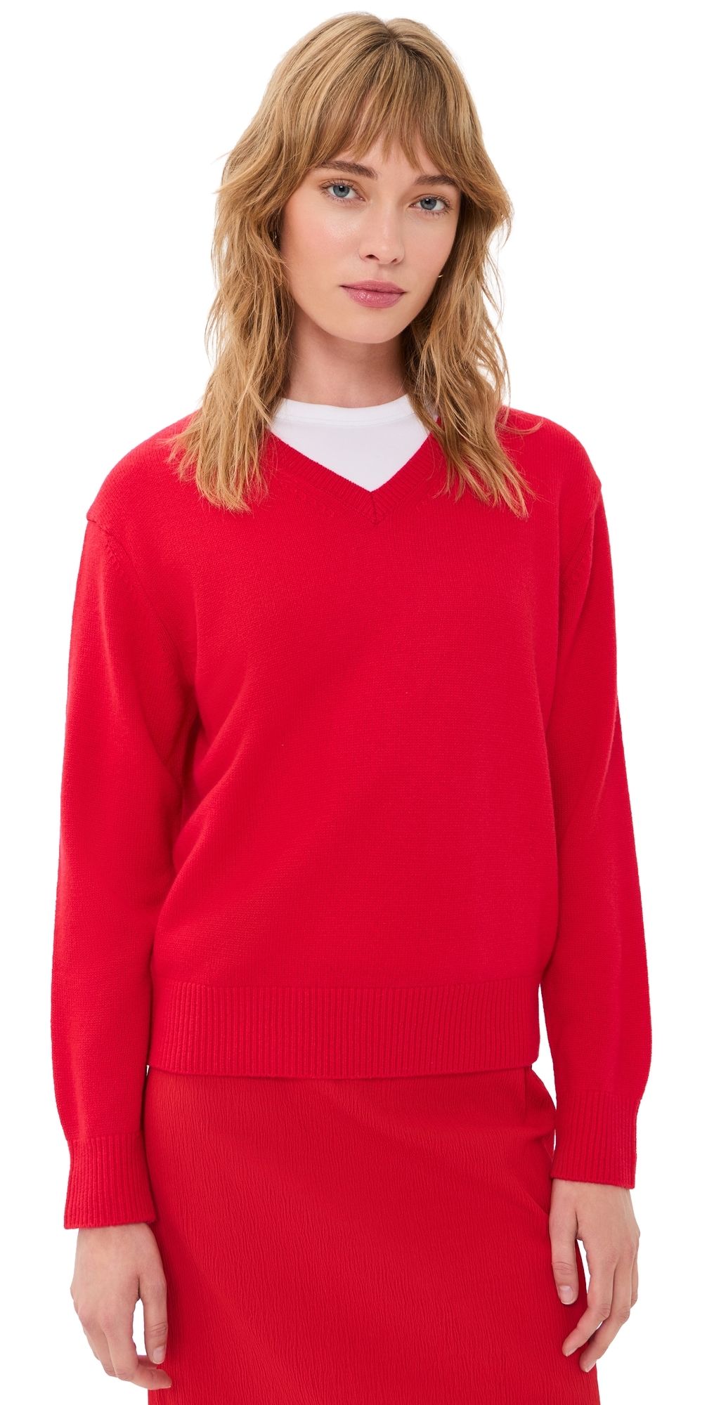 DUNST Cashmere V Neck Sweater Red XS