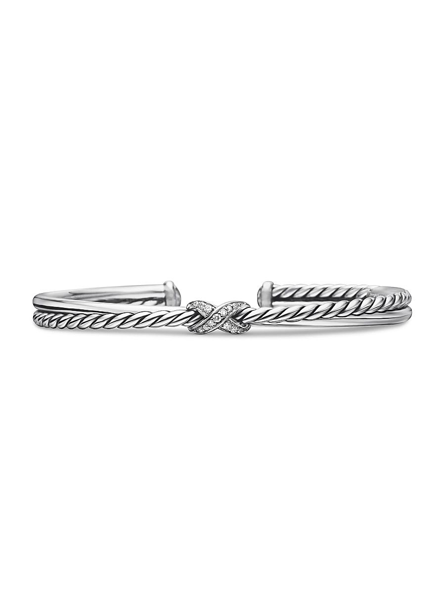 Women's Petite X Center Station Bracelet in Sterling Silver - Silver - Size Medium