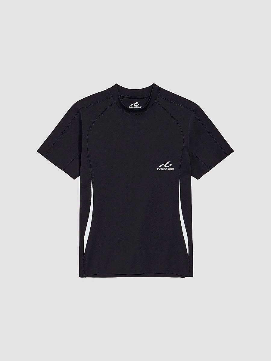 Balenciaga Men's Techwear Short Sleeve T-Shirt - Navy White - Size XXL