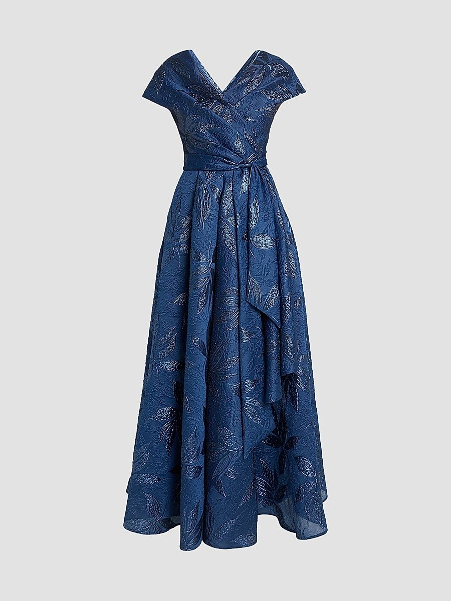 Women's Floral Jacquard Ballgown - Royal Navy - Size 16