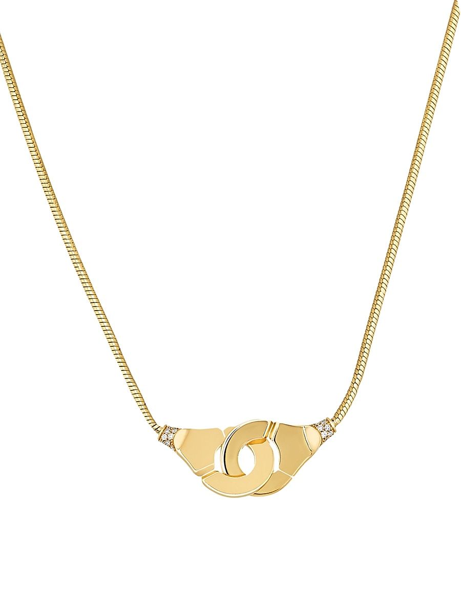 Women's Menottes Dinh Van R12 18K Yellow Gold & Diamond Handcuff Pendant Necklace - Yellow Gold - Size 44