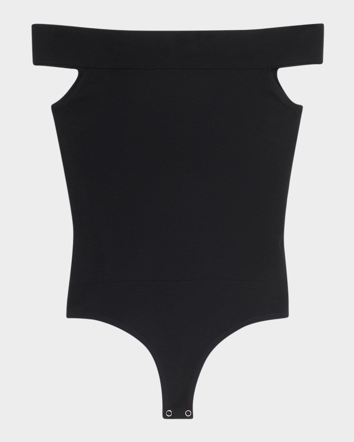 Off-The-Shoulder Superfine Merino Knit Bodysuit