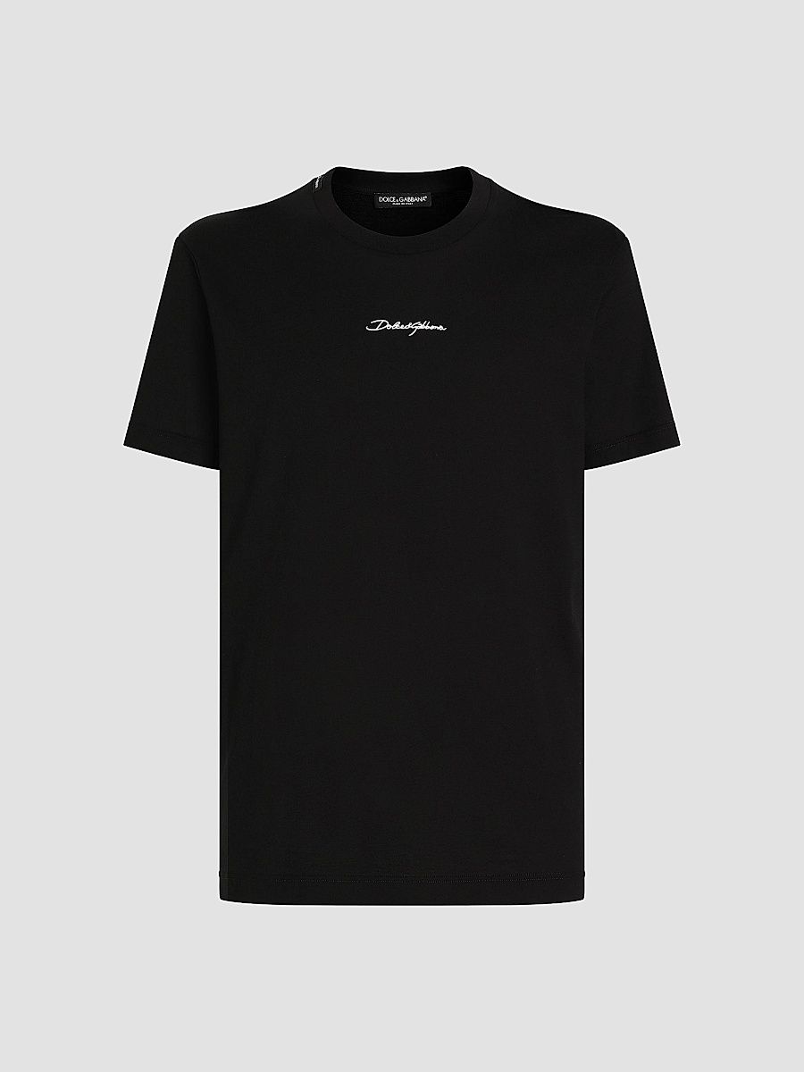 Dolce & Gabbana Men's Embroidered Logo Crewneck T-Shirt - Nero - Size 46