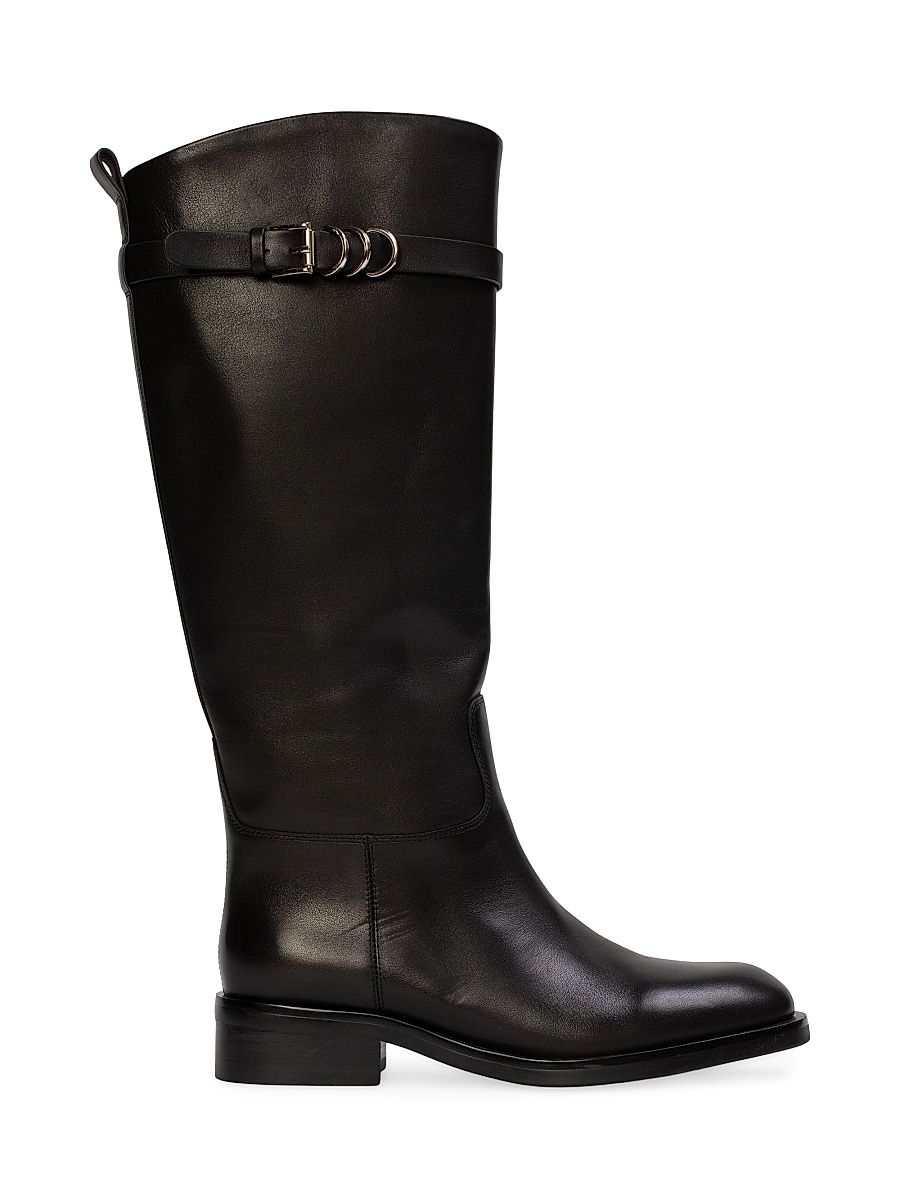 Women's Ashley Leather Rider Boots - Black Leather - Size 12
