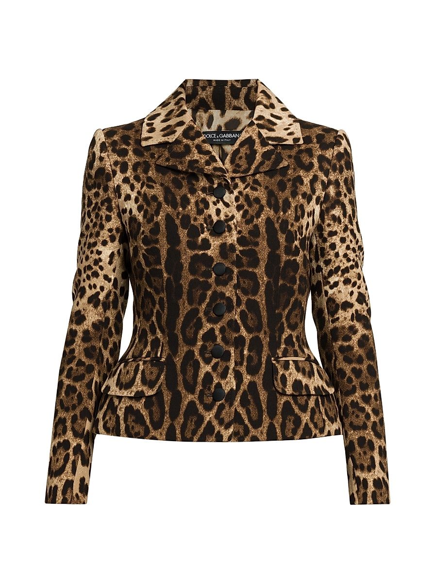 Women's Leopard-Print Peplum Jacket - Leo New - Size 10