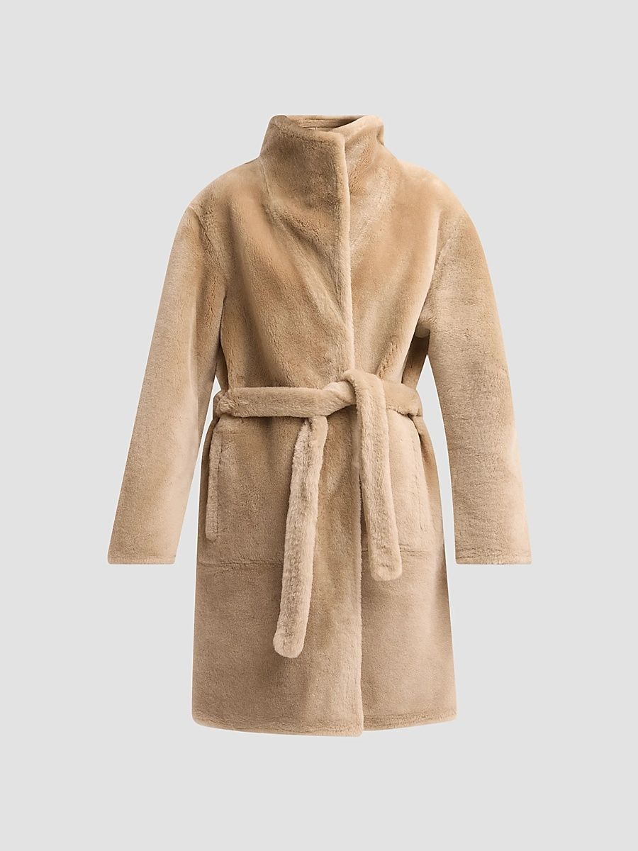 Yves Salomon Women's Shearling & Leather Reversible Coat - Pampas - Size 12