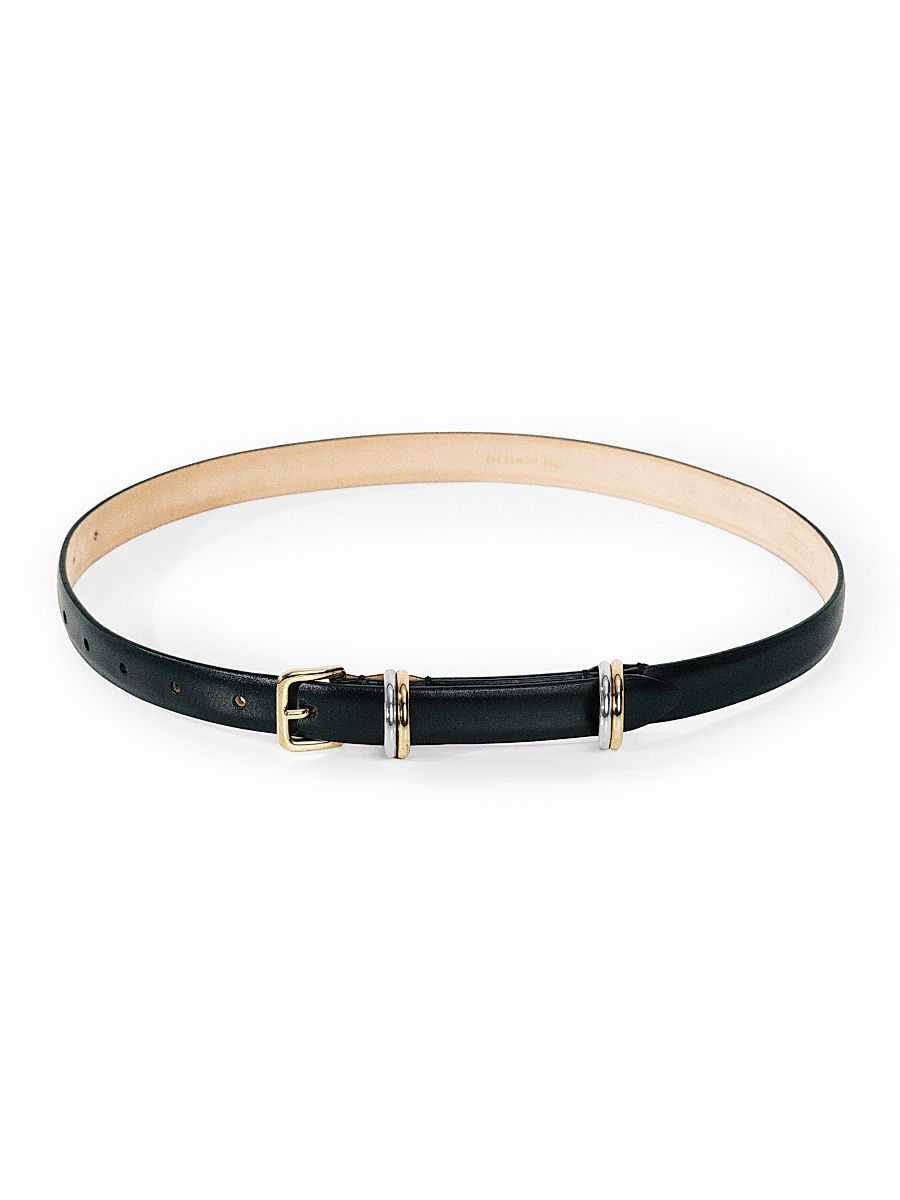 Women's Constance Leather Belt - Black And Mixed Metal - Size XS