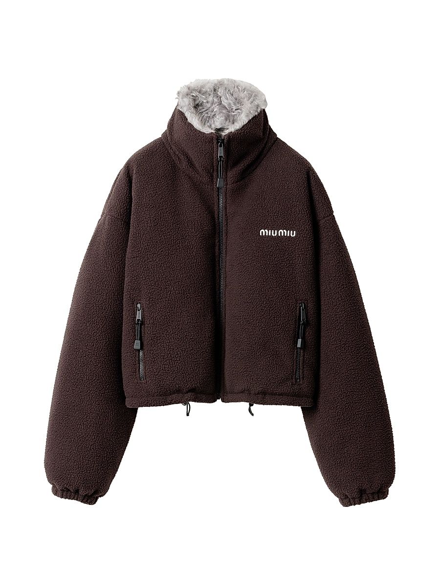 Women's Fleece Down Jacket - Brown - Size 6