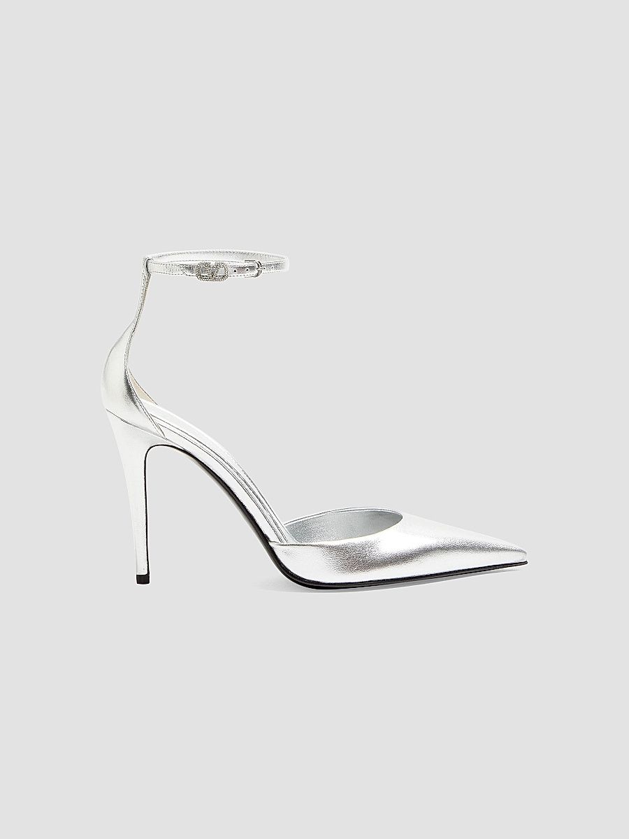 Women's Eveninglam 100MM Pumps in Laminated Nappa - Silver - Size 10.5