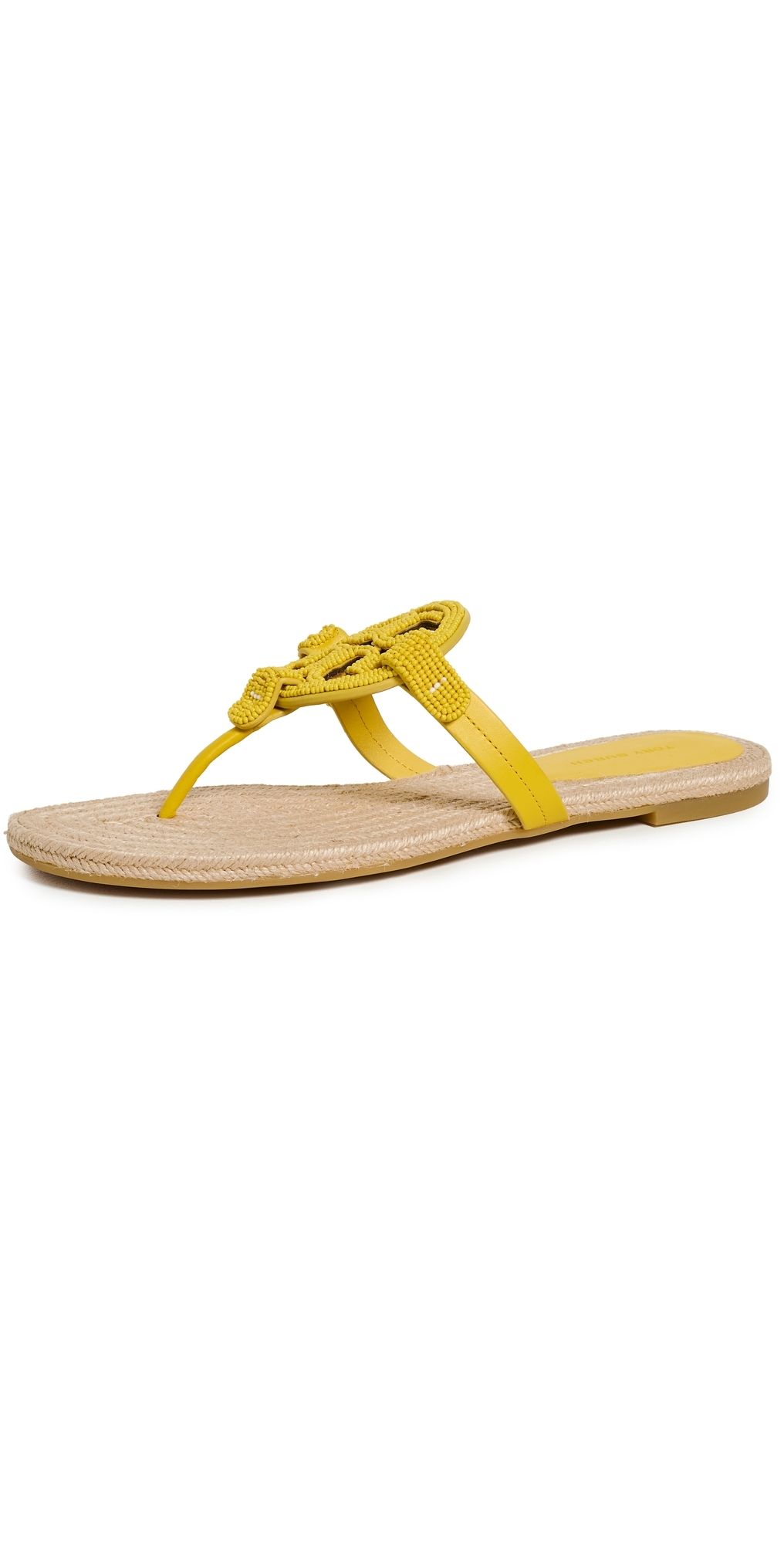 Tory Burch Miller Beaded Espadrille Sandals Polline 7.5