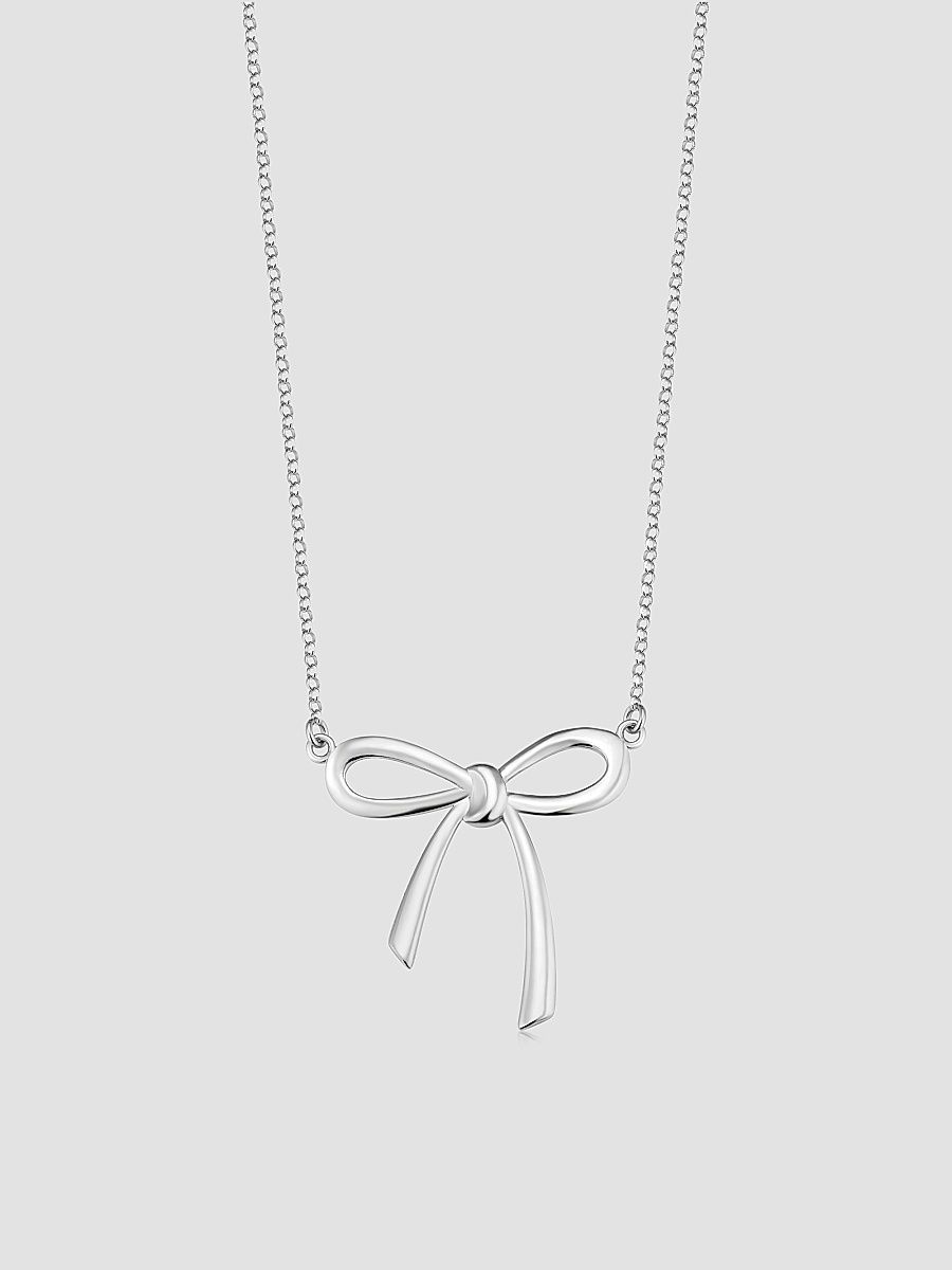 Women's Wrap Me Up Bow Pendant Necklace in Sterling Silver - Silver