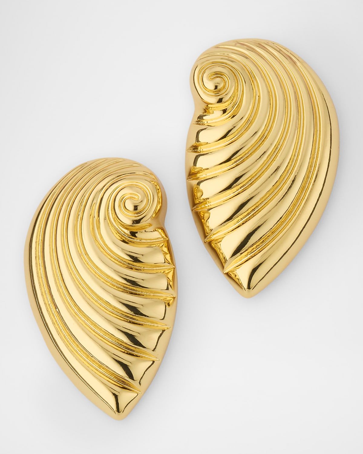 Ribbed Seashell Post Earrings