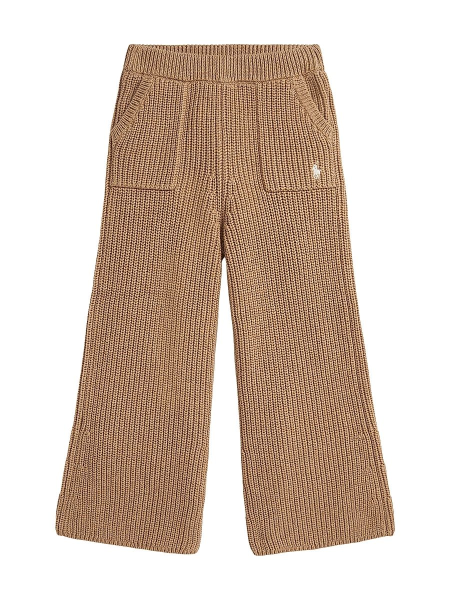 Little Girl's & Girl's Cotton Knit Wide-Leg Pants - Camel Heather - Size 2