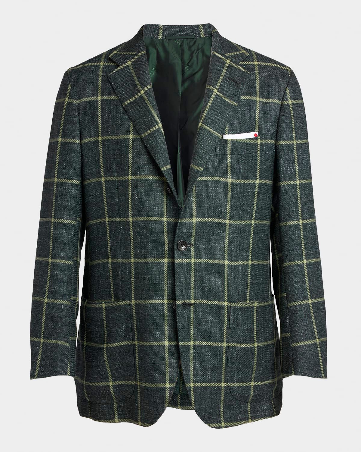 Men & apos;s Cashmere, Wool and Silk Windowpane Sport Coat
