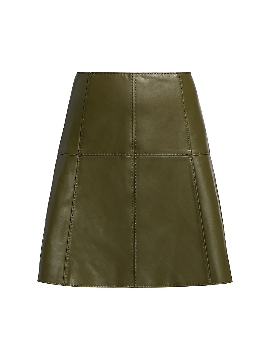 Women's Crawford Faux-Leather Miniskirt - Juniper Green - Size 8