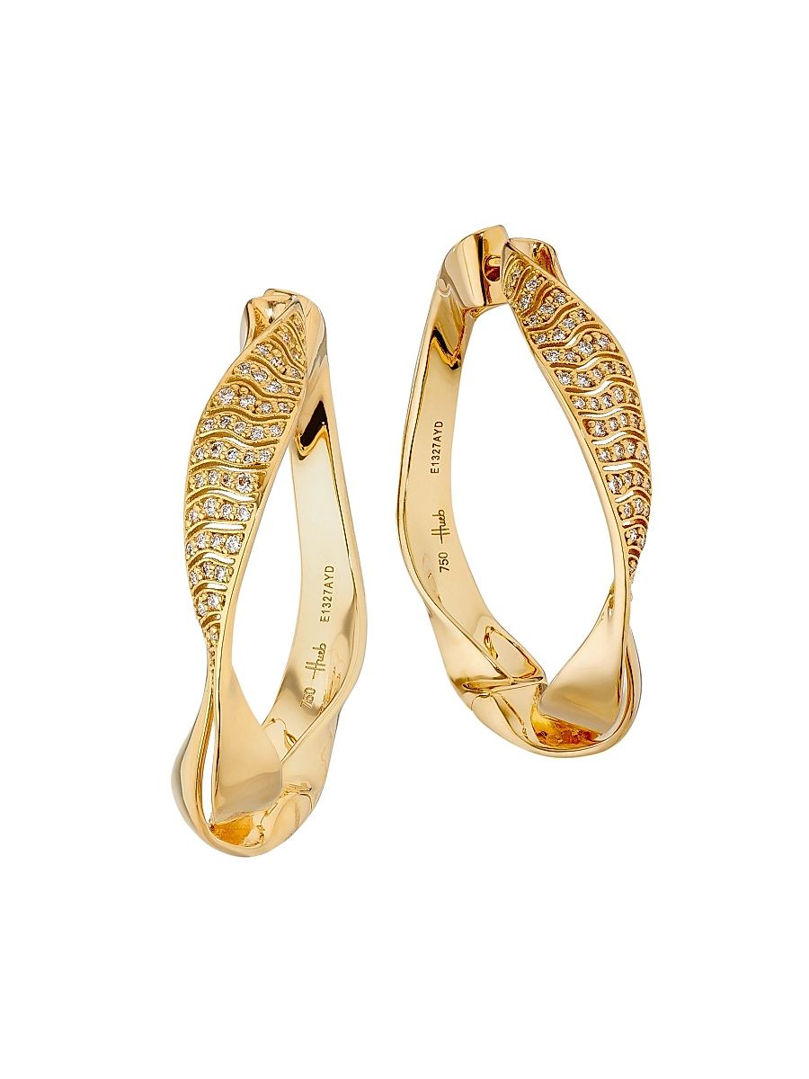 Women's Dunas 18K Yellow Gold & 0.25 TCW Diamond Hoop Earrings - Yellow Gold