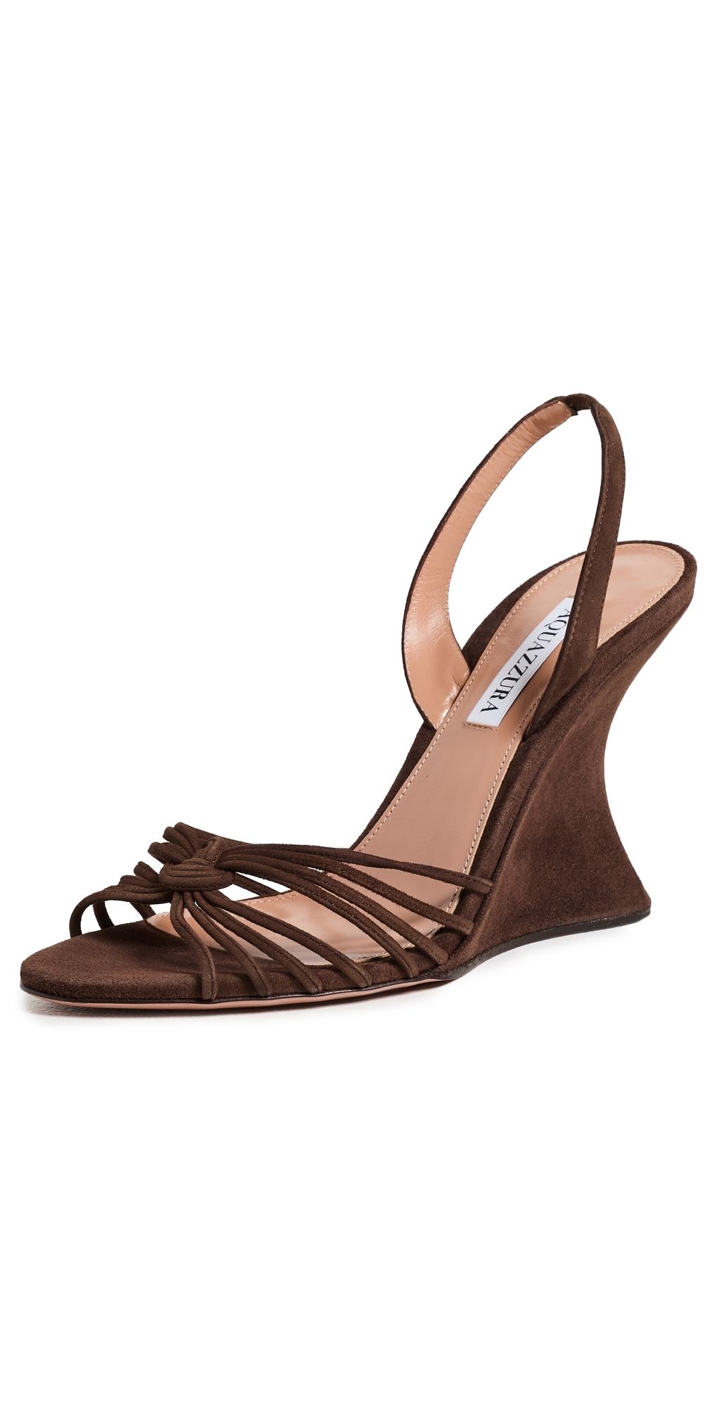 Aquazzura Serenity Suede Wedges 95mm Espresso 36
