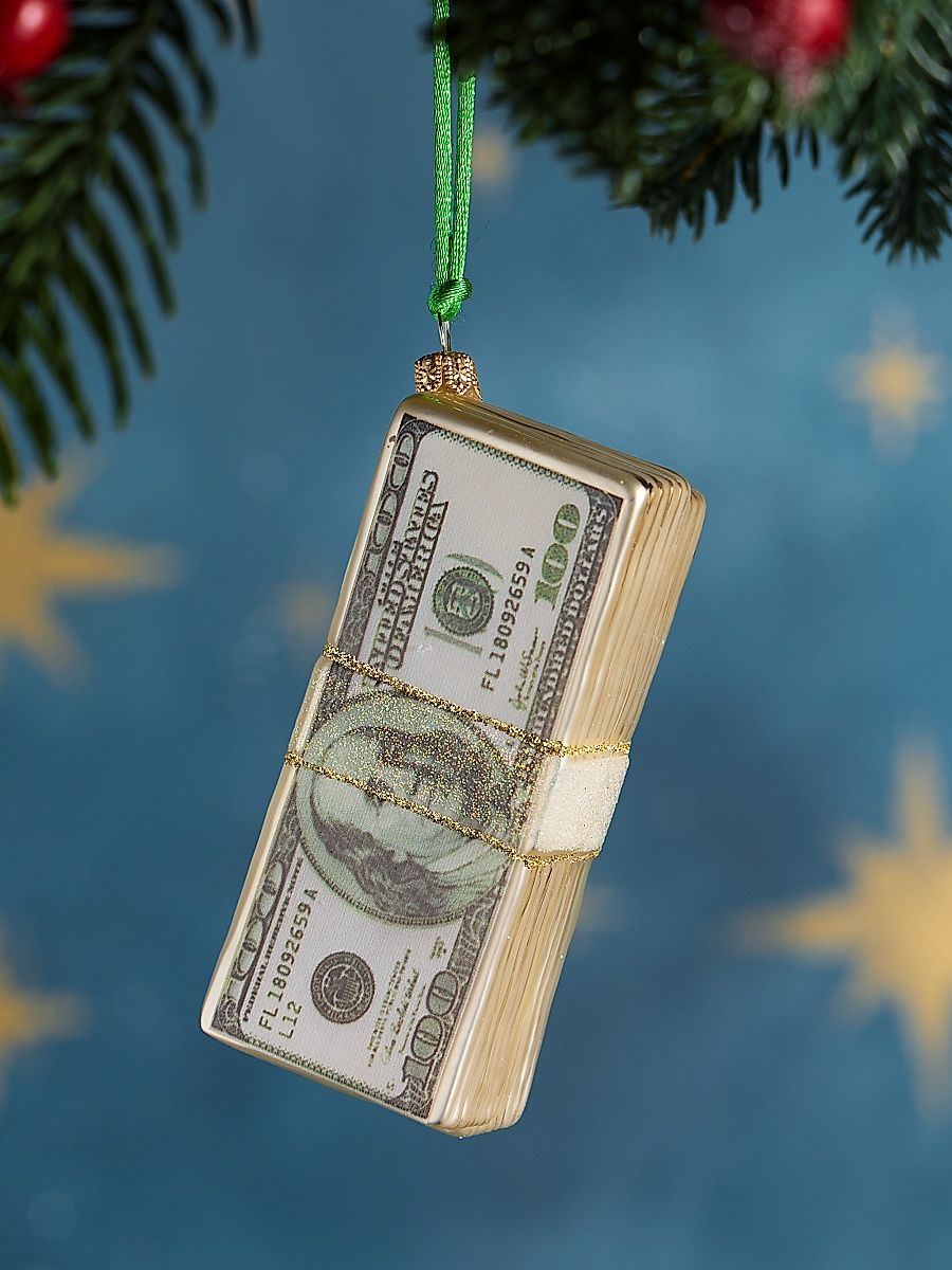 Cash Stack Glass Ornament