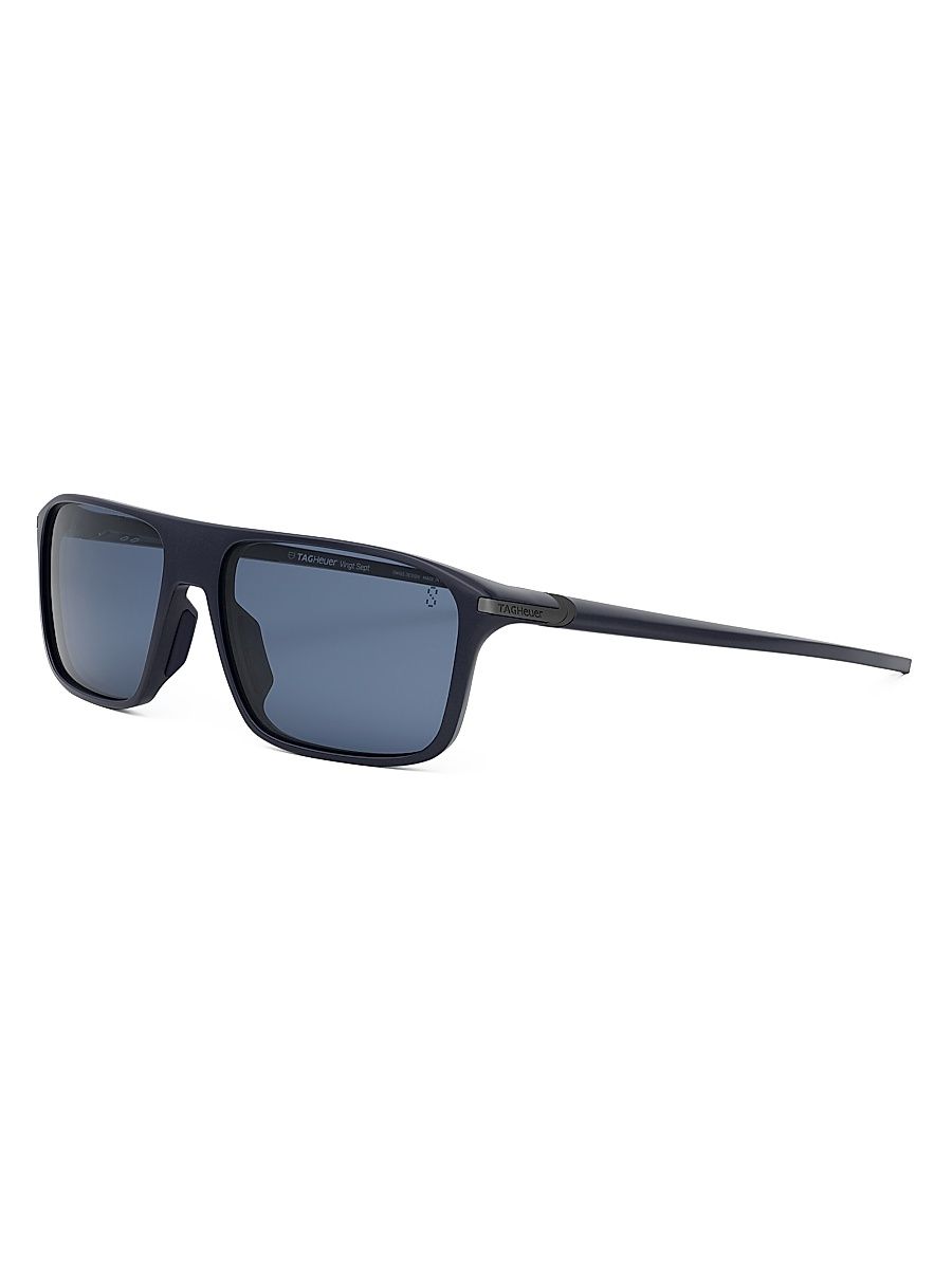 Men's Vingt Sept 62MM Rectangular Sunglasses - Dark Blue Blue