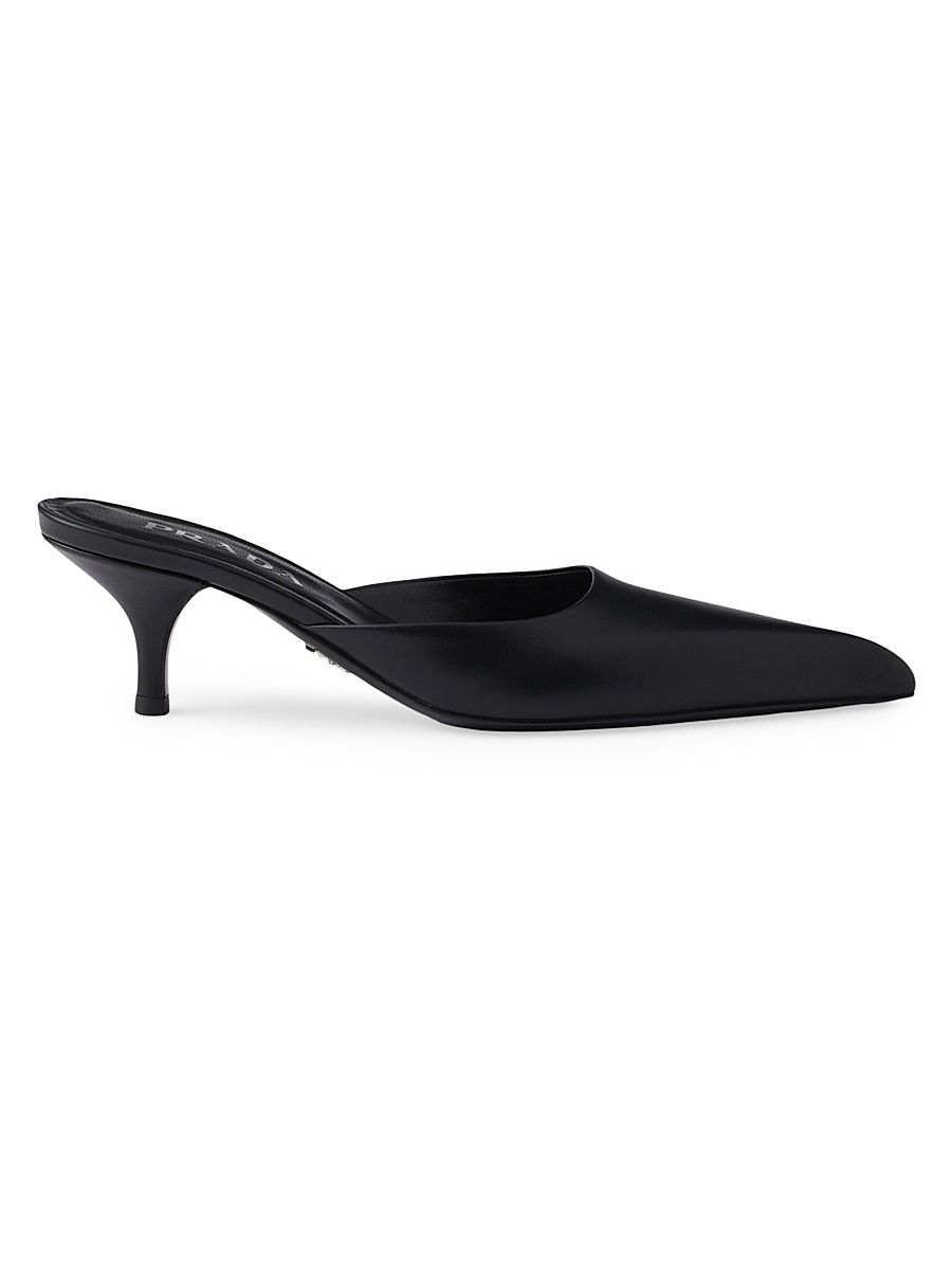 Women's Leather 55MM Mules - Black - Size 10.5