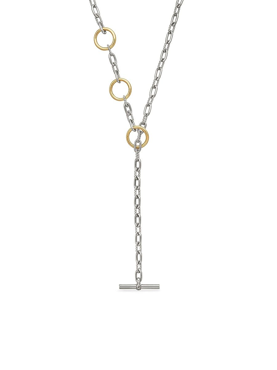 Women's DY Madison Three Ring Chain Necklace in Sterling Silver - Silver - Size 17.5