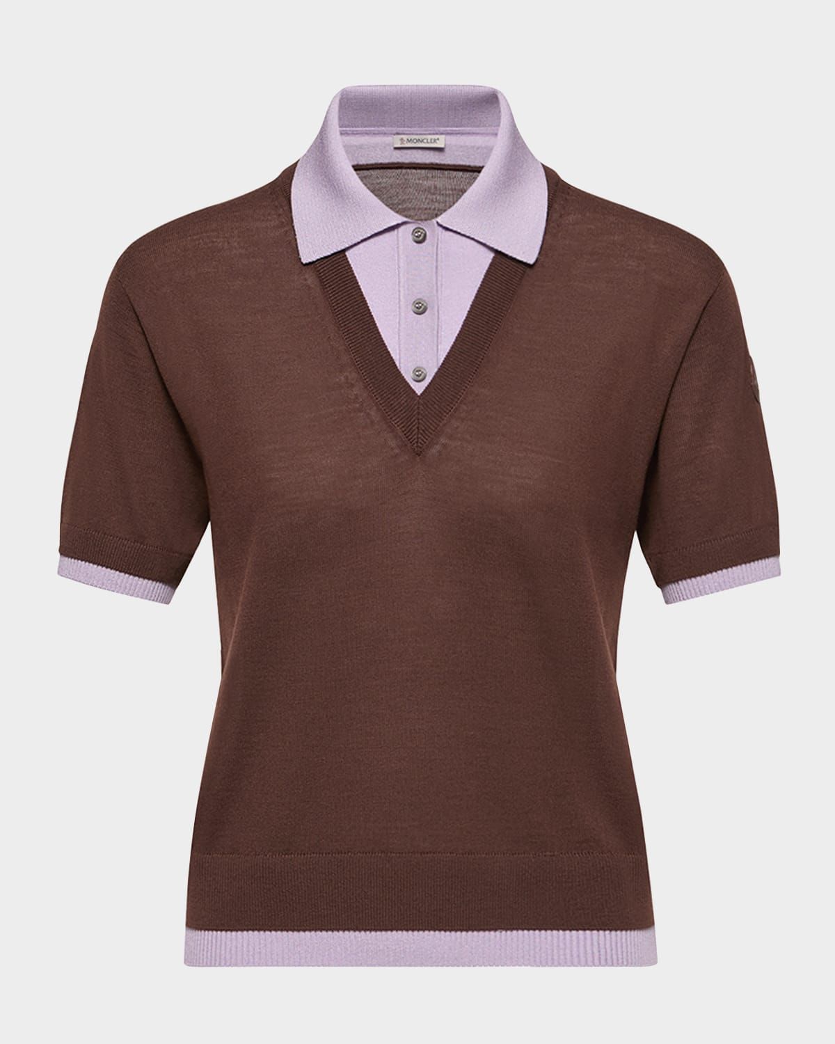 Short-Sleeve Layered Polo Sweater