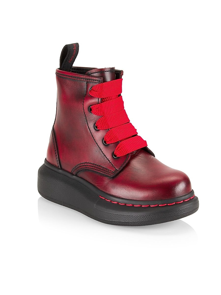 Little Boy's & Boy's Leather Lace-Up Boots - Welsh Red - Size 2 (Child)