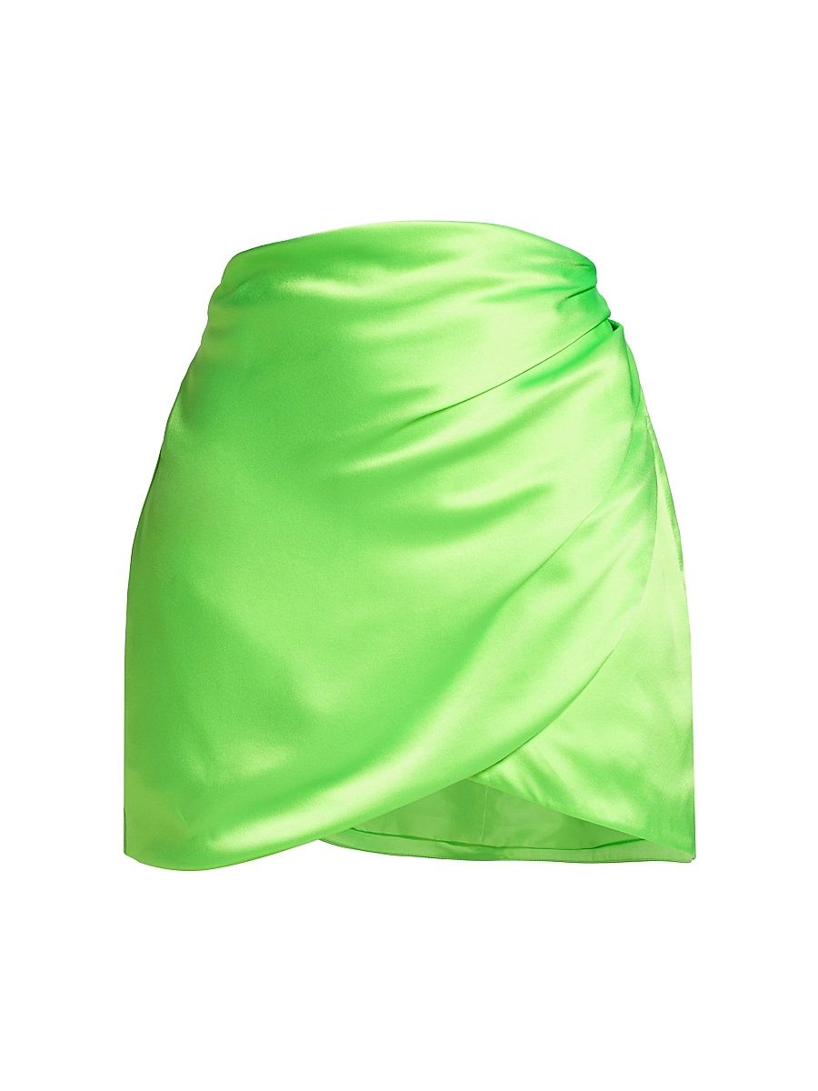 Women's Wrap Silk Miniskirt - Parakeet - Size 8