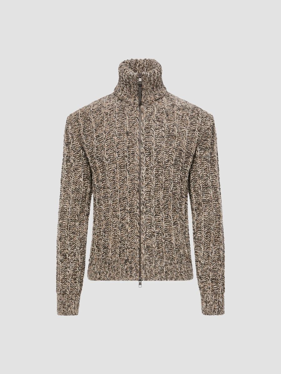 Moncler Men's Wool Blend Bouclé Zip-Up Cardigan - Gray - Size XXL