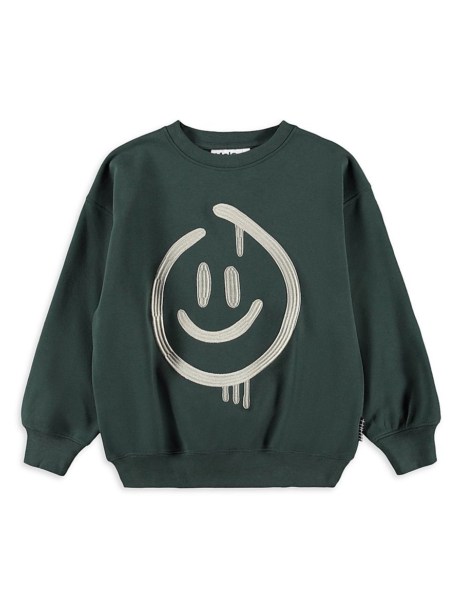 Little Kid's & Kid's Smiley Crewneck Sweatshirt - Taxus - Size 8