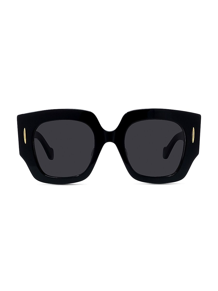 Women's Anagram 50MM Geometric Sunglasses - Shiny Black Smoke