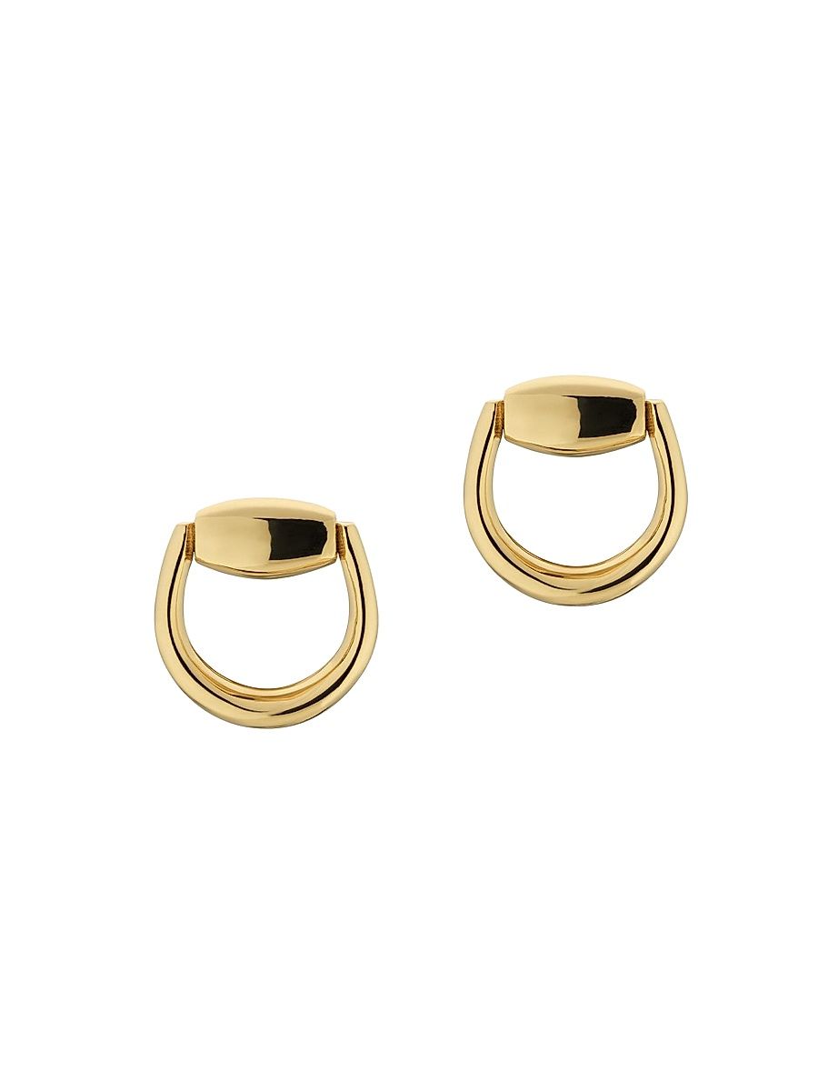 Women's Horsebit 18K Yellow Gold Stud Earrings - Yellow Gold