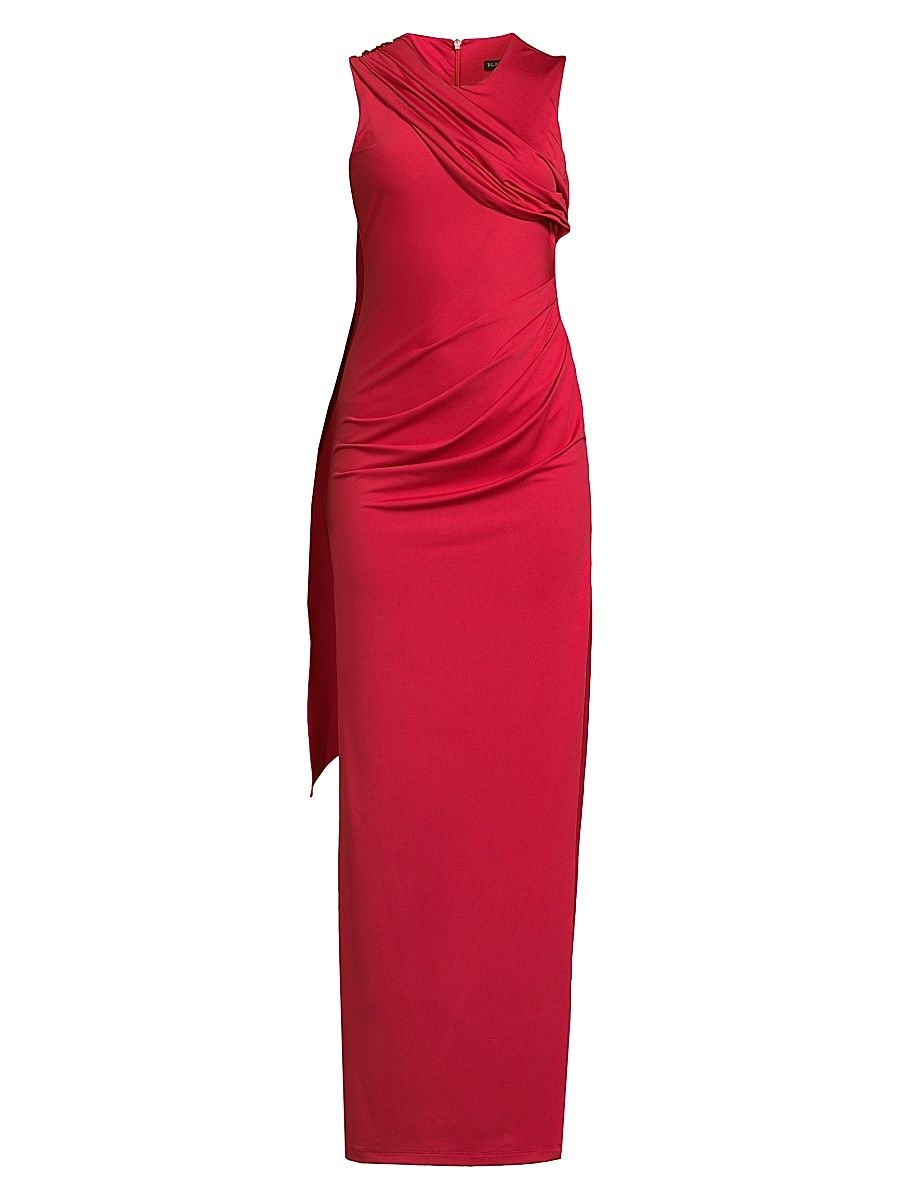 Women's Aruna Draped Maxi Dress - Ruby Red - Size 8