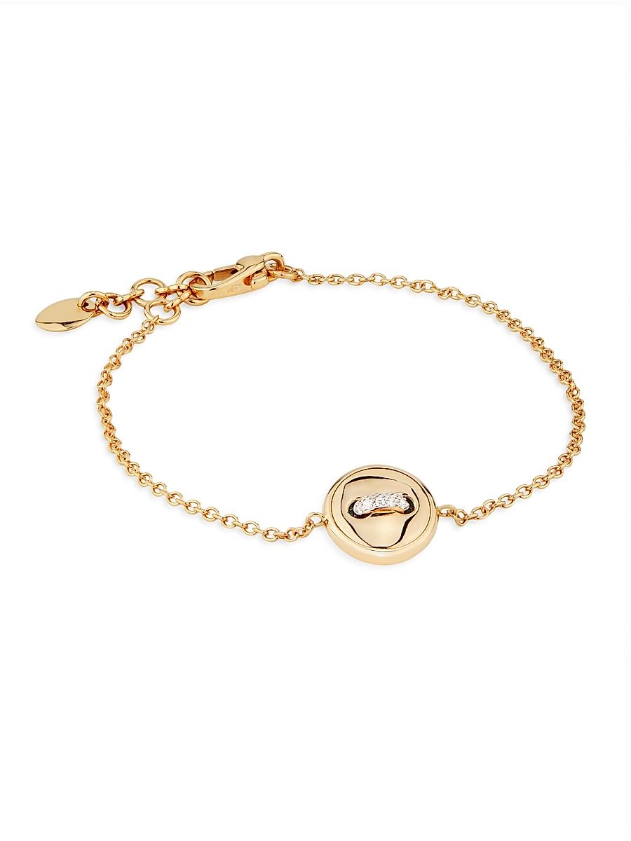 Women's Pom Pom Dot 18K Rose Gold, Turquoise & 0.03 TCW Diamond Reversible Charm Bracelet - Rose Gold