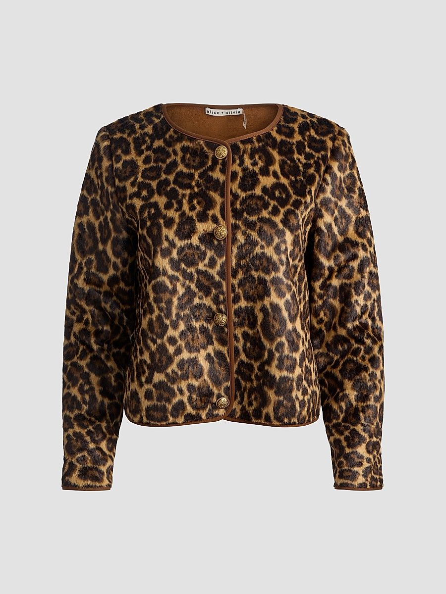 Women's Alma Leopard Print Faux-Fur Cardigan - Spotted Leopard - Size Medium