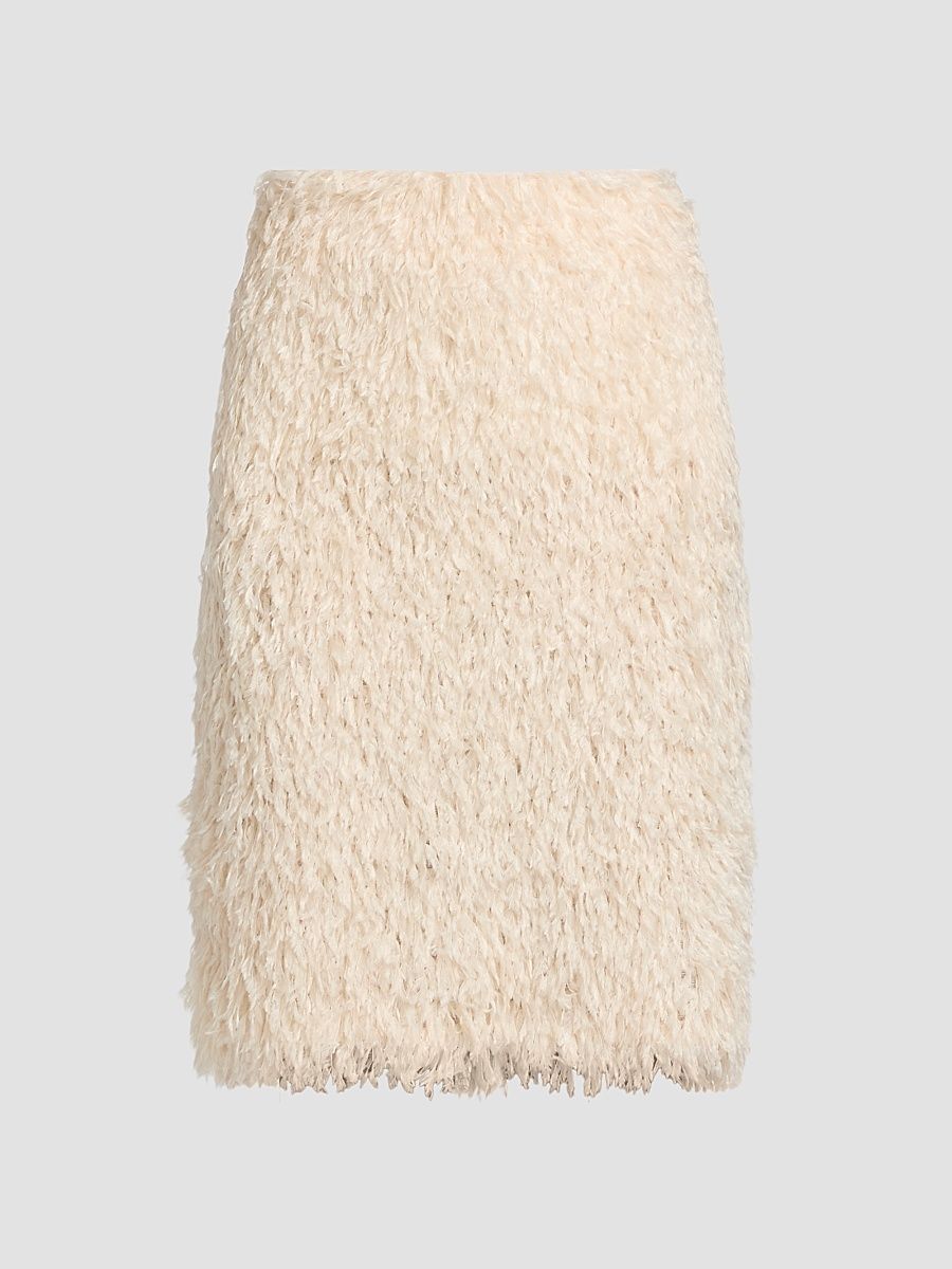 Women's Feathered-Jersey Knee-Length Skirt - Eggshell - Size 12