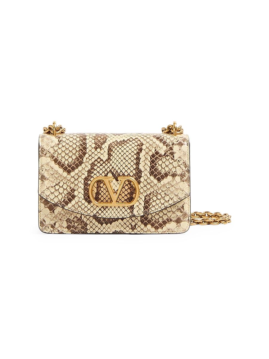 Women's Vain Small Shoulder Bag in Python - Cream
