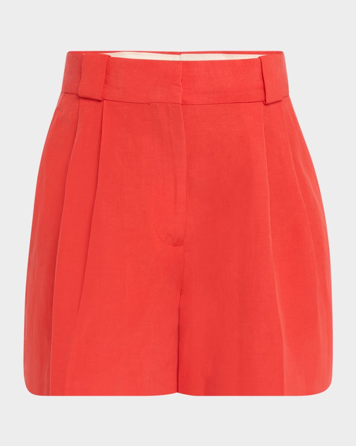Flica Selle Double-Pleated Silk-Linen Shorts