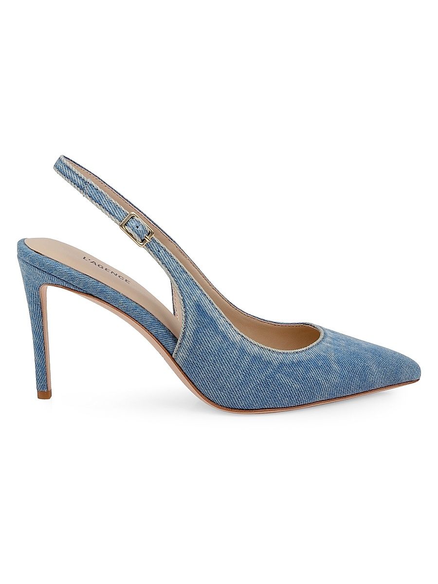 Women's Vichy 90MM Denim Slingback Pumps - Blue Denim - Size 10