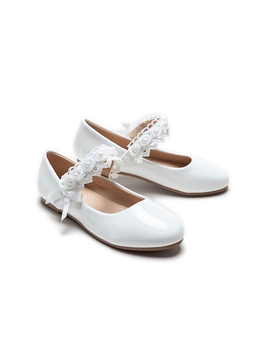 Baby Girl's & Little Girl's Rose Pearl Doily Flats - White - Size 5 (Child)
