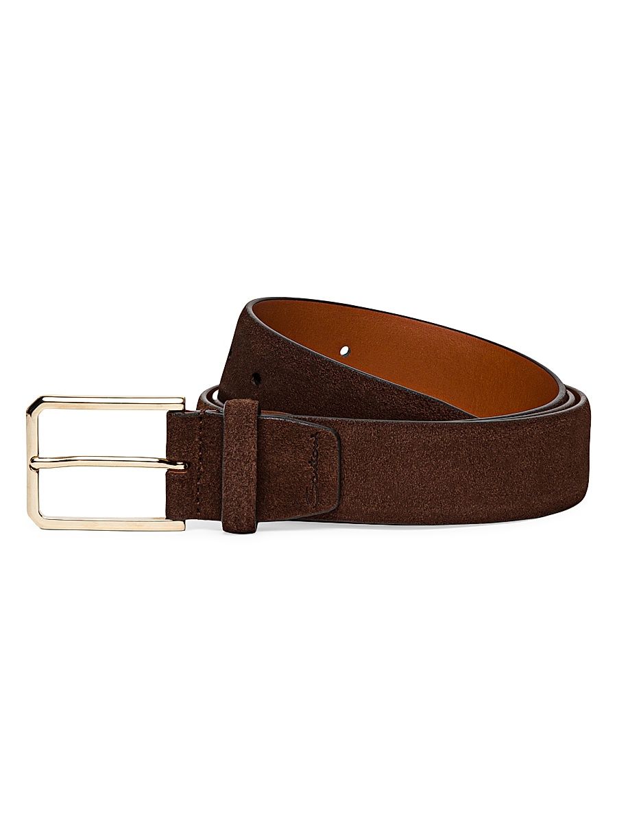 Men's Leather 35MM Adjustable Belt - Dark Brown - Size 36