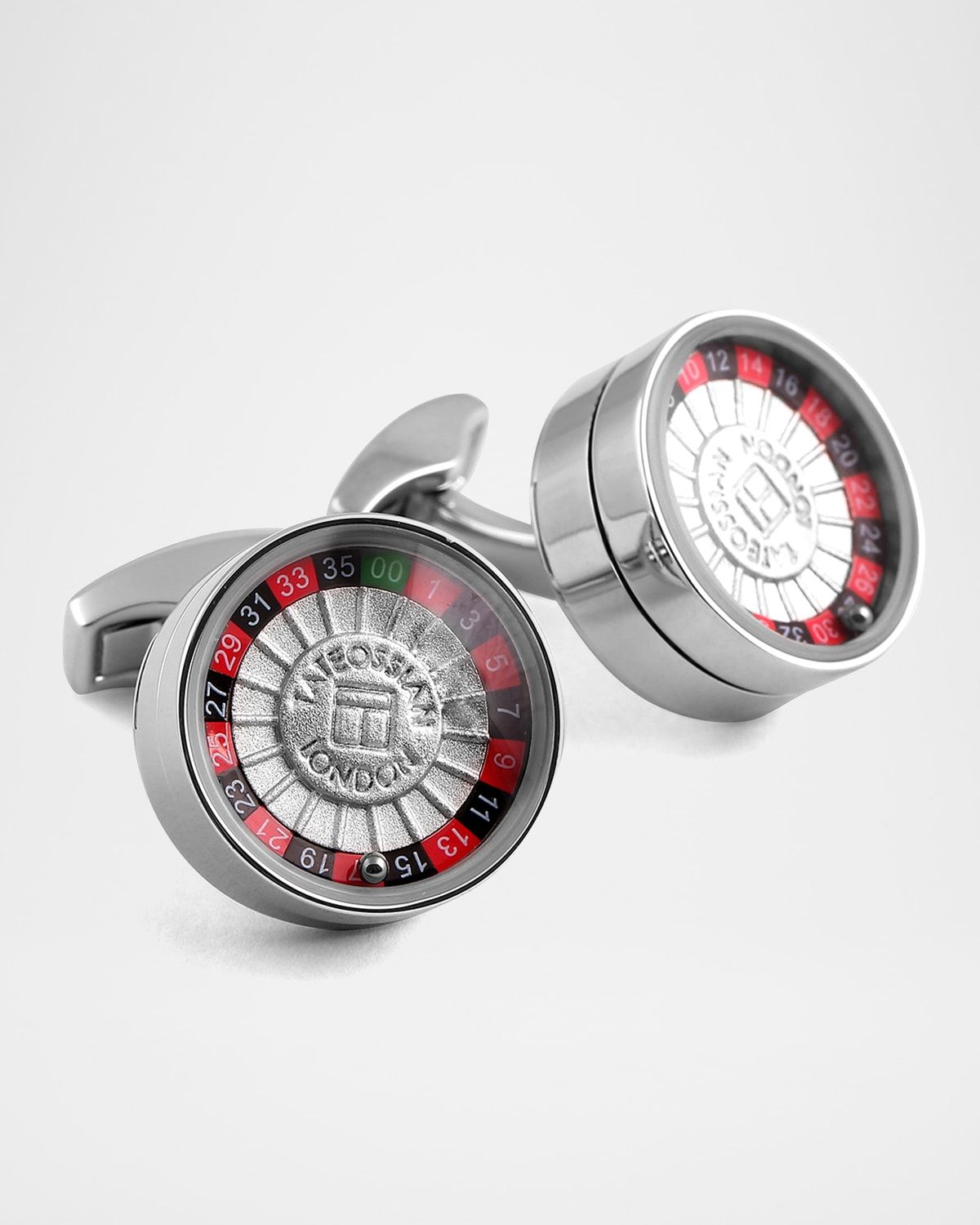 Rhodium Roulette Cuff Links