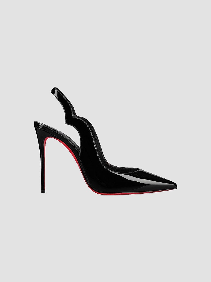 Christian Louboutin Women's Hot Chick Patent Leather 100MM Slingback Pumps - Black - Size 7