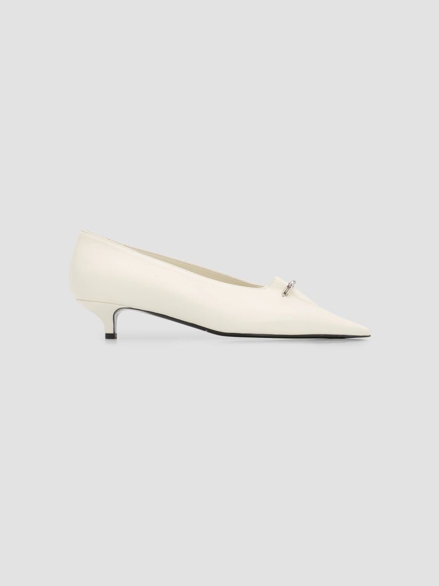 Toteme Women's Sharp 35MM Pierced Leather Pumps - Off White - Size 12