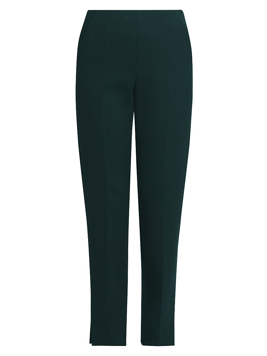 Women's Stretch Wool Straight Pants - Emerald - Size 10